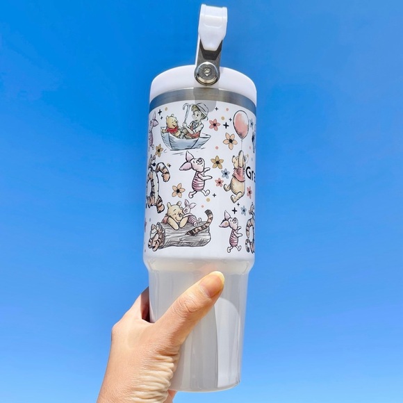 Disney Winnie the Pooh Tiger Piglet Eeyoredonkey 30oz Tumbler Flip Straw Birthda - Picture 2 of 7